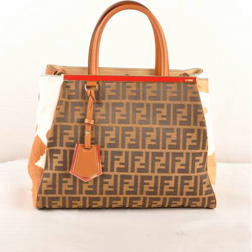 F2552M Fendi 2Jours tessuto e crine Borsa F2552M Tan & White